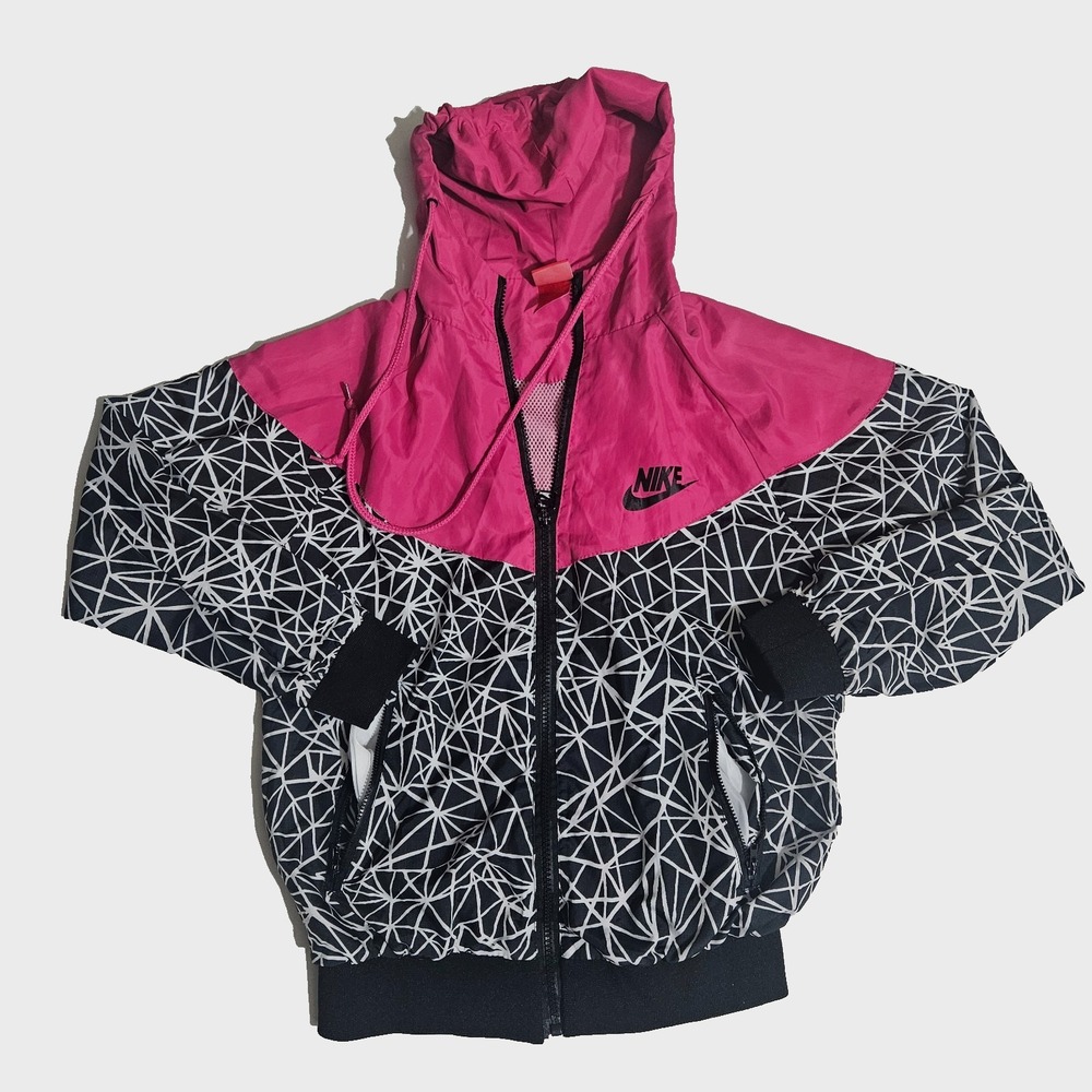 Nike Women's Windrunner Full-zip Hooded Jacket With Web Design Size Medium Pink